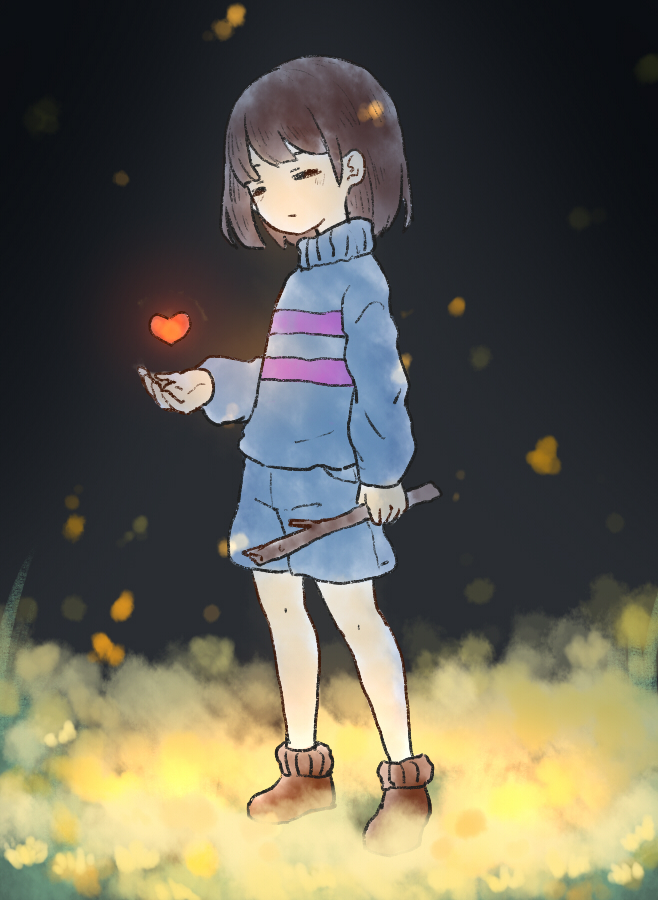 1other, blue_shorts, blue_sweater, brown_hair, brown_shoes, chenjiyan_y, closed_eyes, closed_mouth
