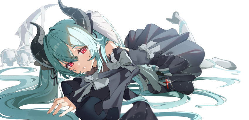 1girl, bare_shoulders, bow, character_request, copyright_request, cross, dress, full_body