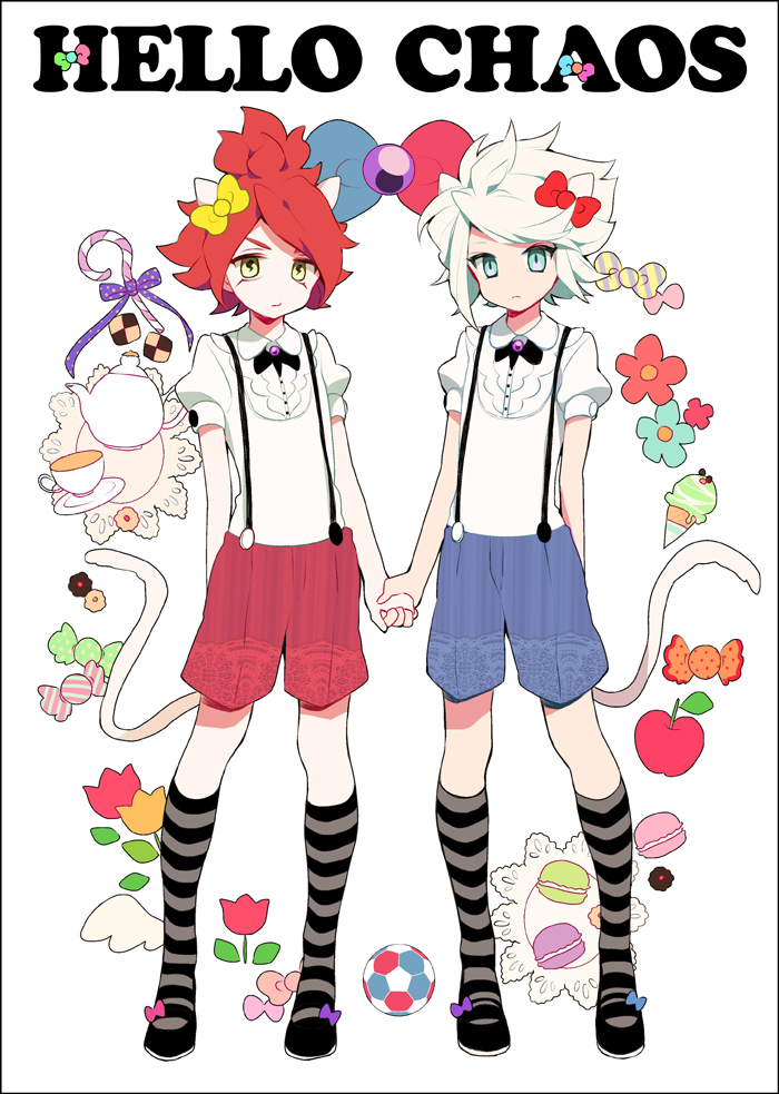 animal_ears, apple, ball, blue_eyes, bow, candy, candy_cane, flower