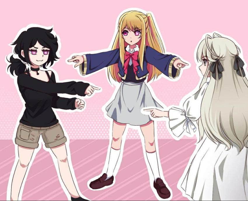 3girls, ashley_graves, hoshino_ruby, kasugano_sora, long_hair, meme, multiple_girls, oshi_no_ko