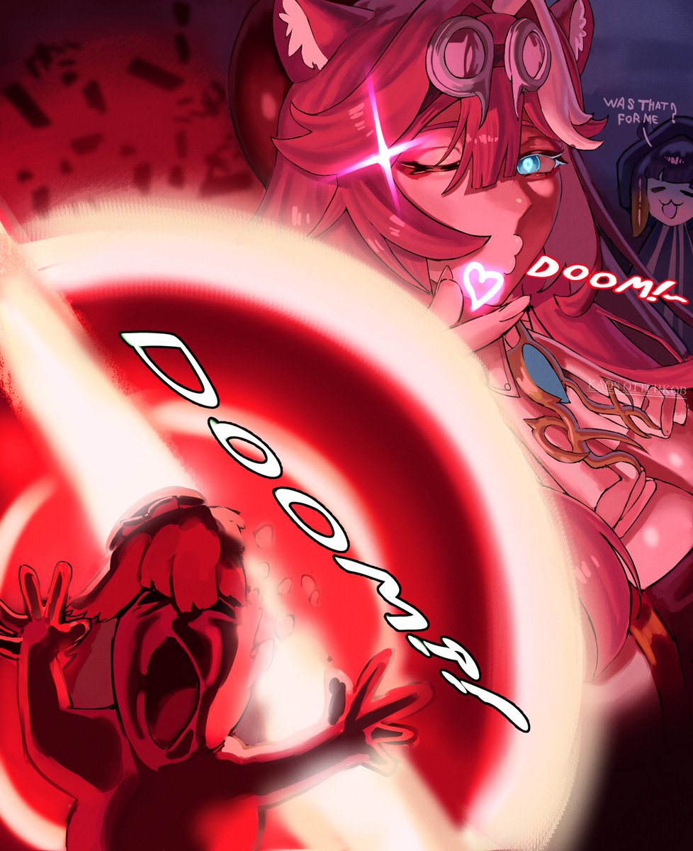 3girls, ai-generated_art_(topic), animal_ears, ash_baby_(meme), blowing_kiss, blue_eyes, breasts, glowing