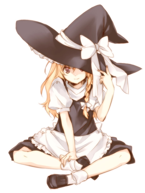 akr_et, apron, black_dress, blonde_hair, bow, braid, brown_eyes, dress