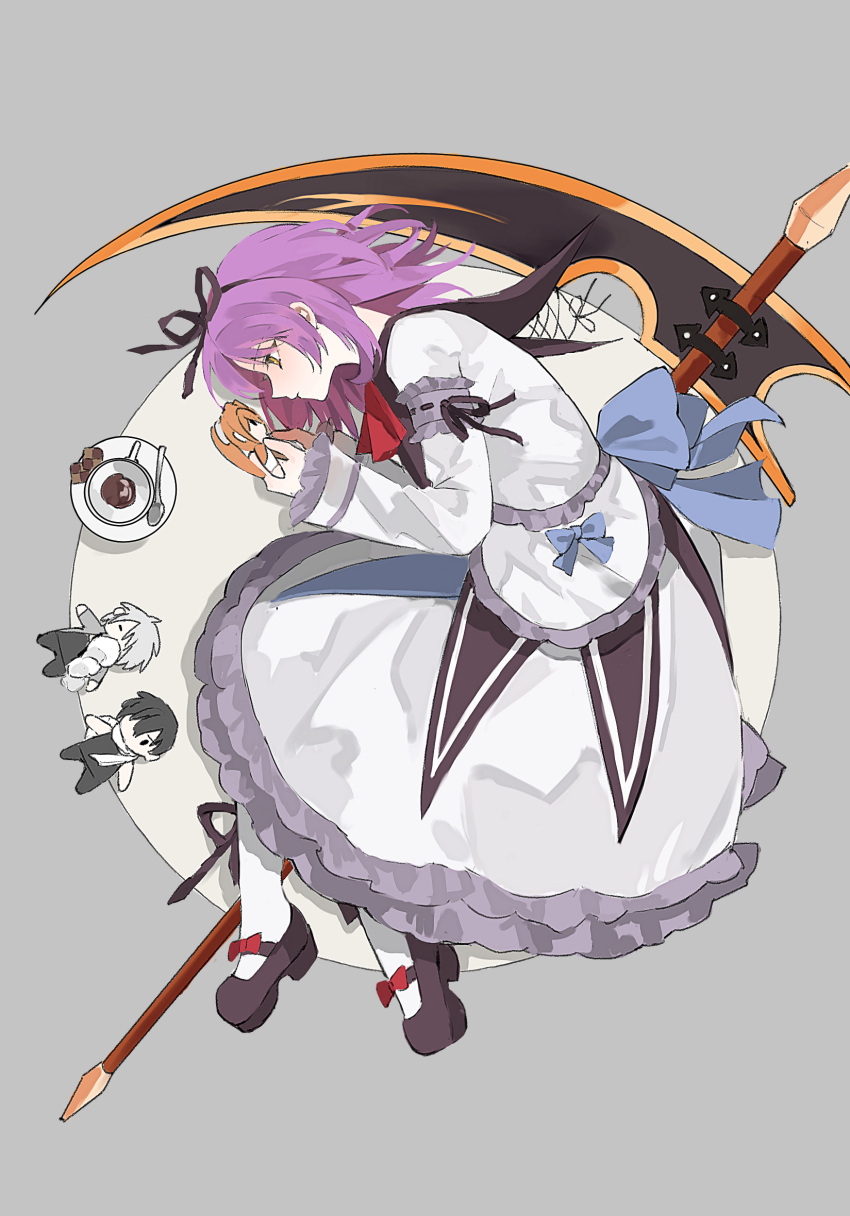 1girl, asprosgy, bob_cut, bow, cup, doll, dress, eiyuu_densetsu