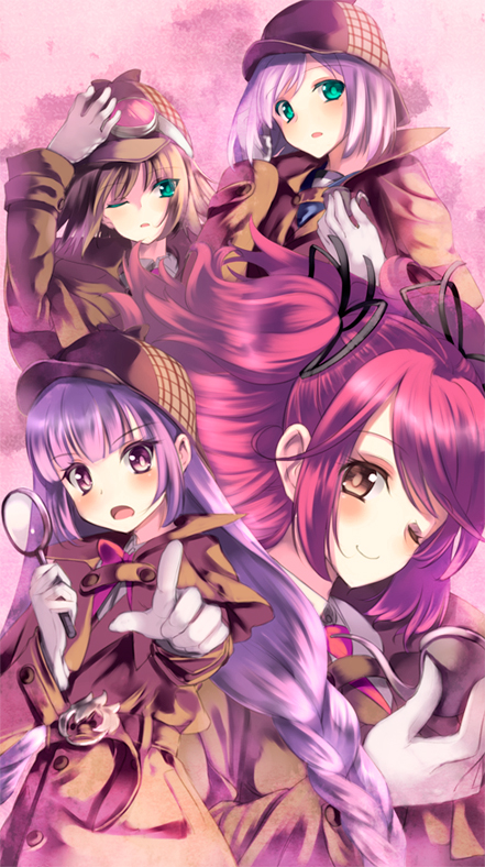 brown_eyes, cheria_barnes, detective, estellise_sidos_heurassein, gloves, green_eyes, haru_(arser_doil), hat