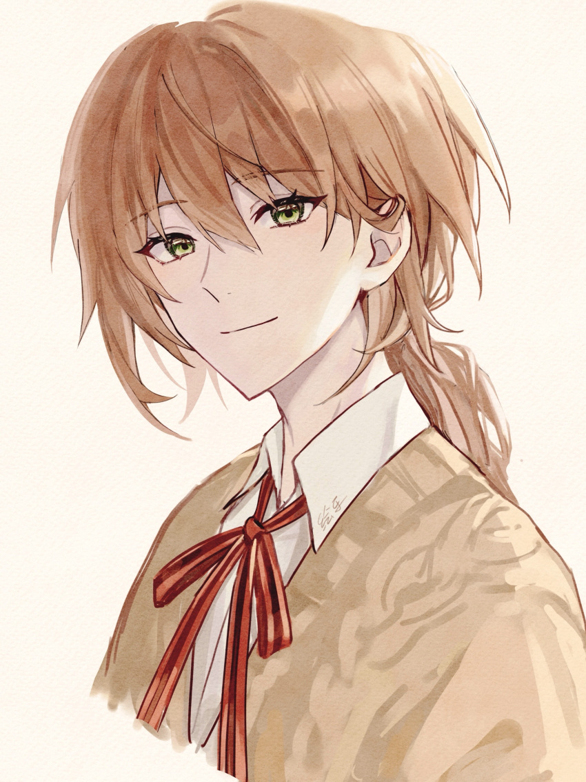 1boy, absurdres, banquet_of_vesta, brown_hair, cardigan, chinese_commentary, closed_mouth, collared_shirt