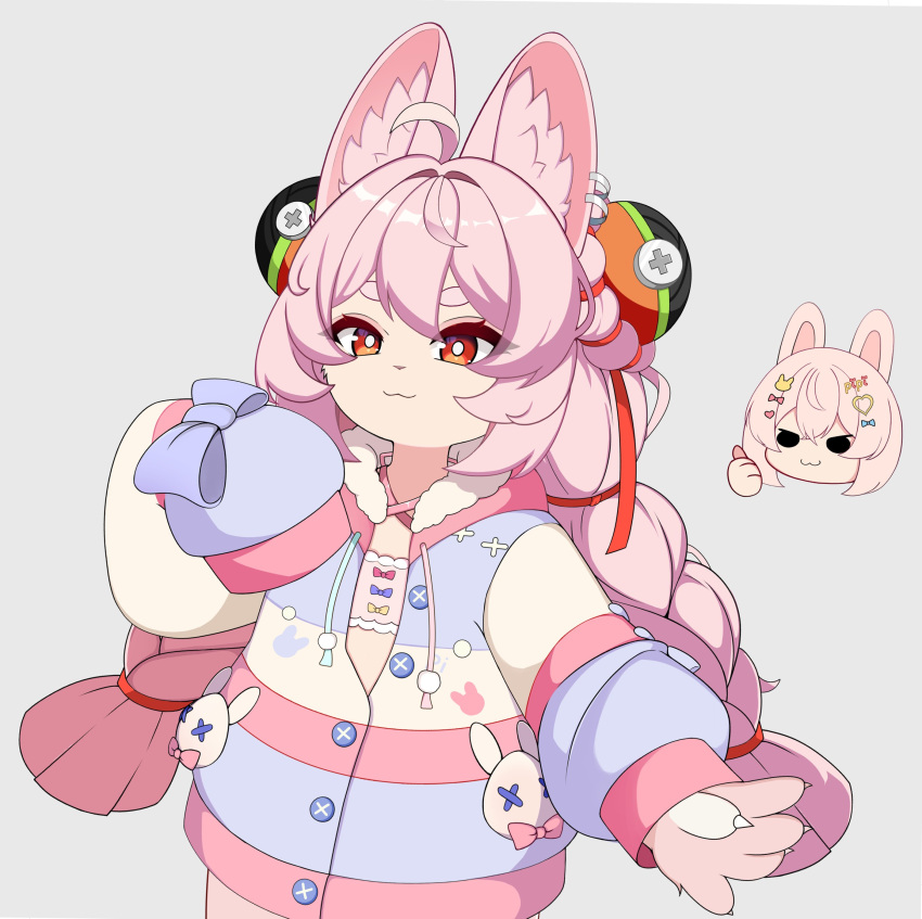 2girls, :3, absurdres, ahoge, animal_ear_fluff, animal_ears, bandeau, black_eyes