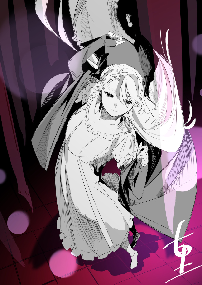 1girl, absurdres, coat, commentary_request, dress, fccrcrvim924172, hat, highres