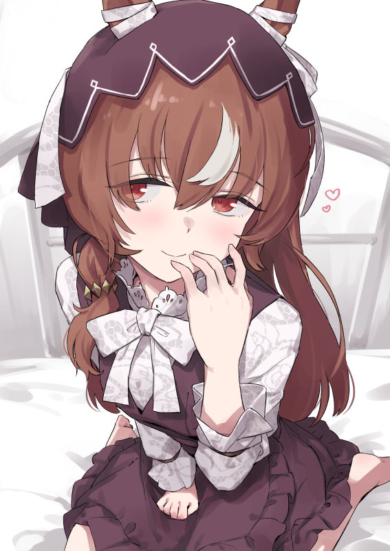 1girl, animal_ears, blush, breasts, brown_hair, casual, closed_mouth, commentary_request
