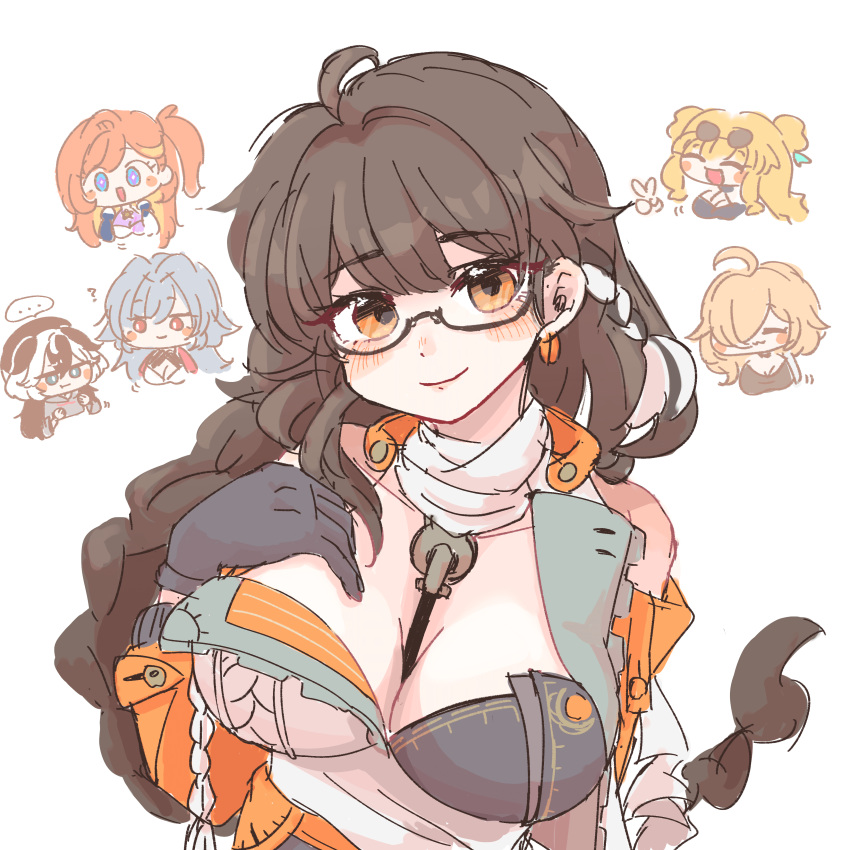 absurdres, black_gloves, braid, breasts, brown_hair, chenxue_(honkai_impact), commentary_request, coralie_6626_planck