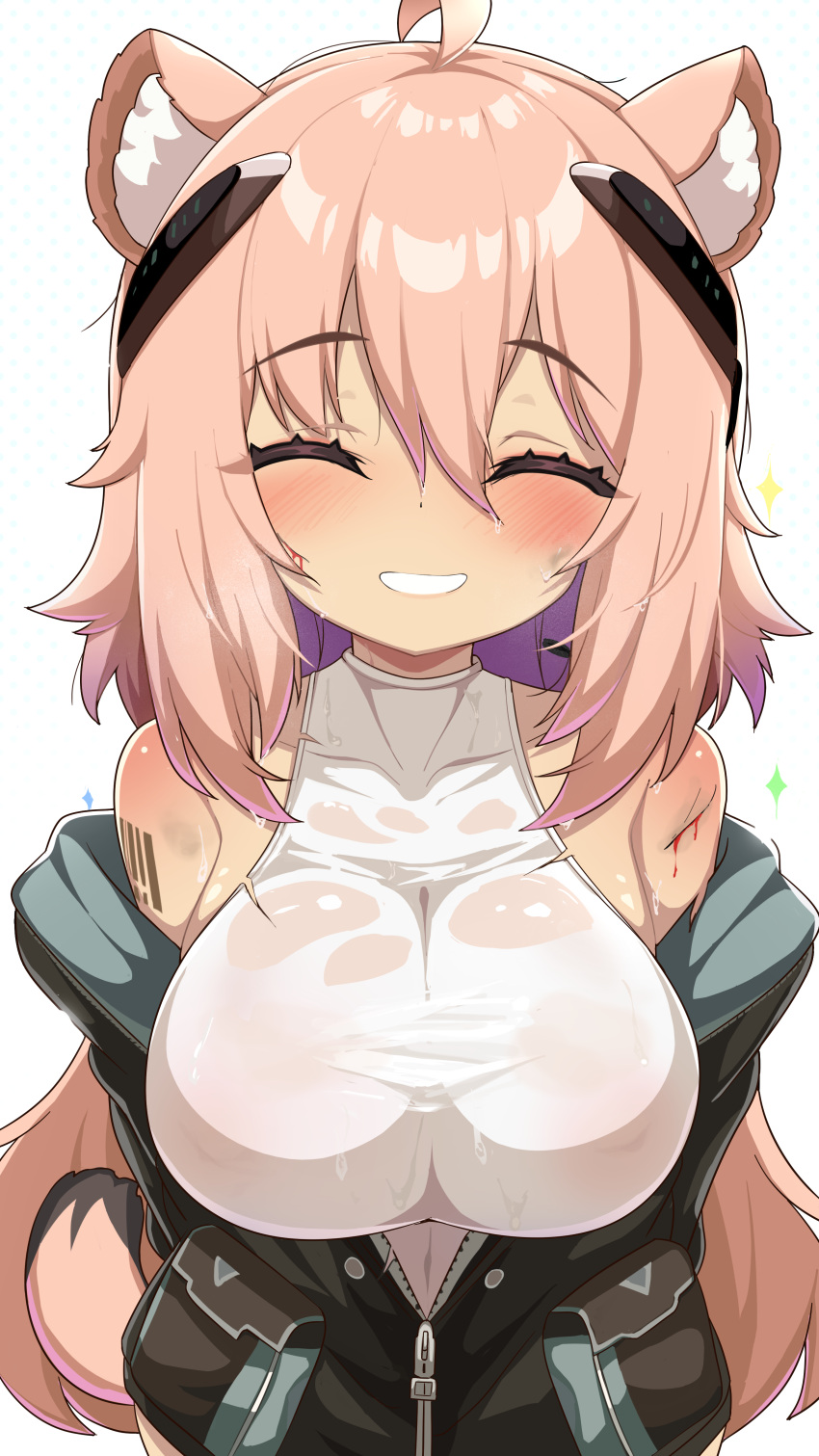 1girl, absurdres, ahoge, animal_ear_fluff, animal_ears, arknights, babalababa, barcode