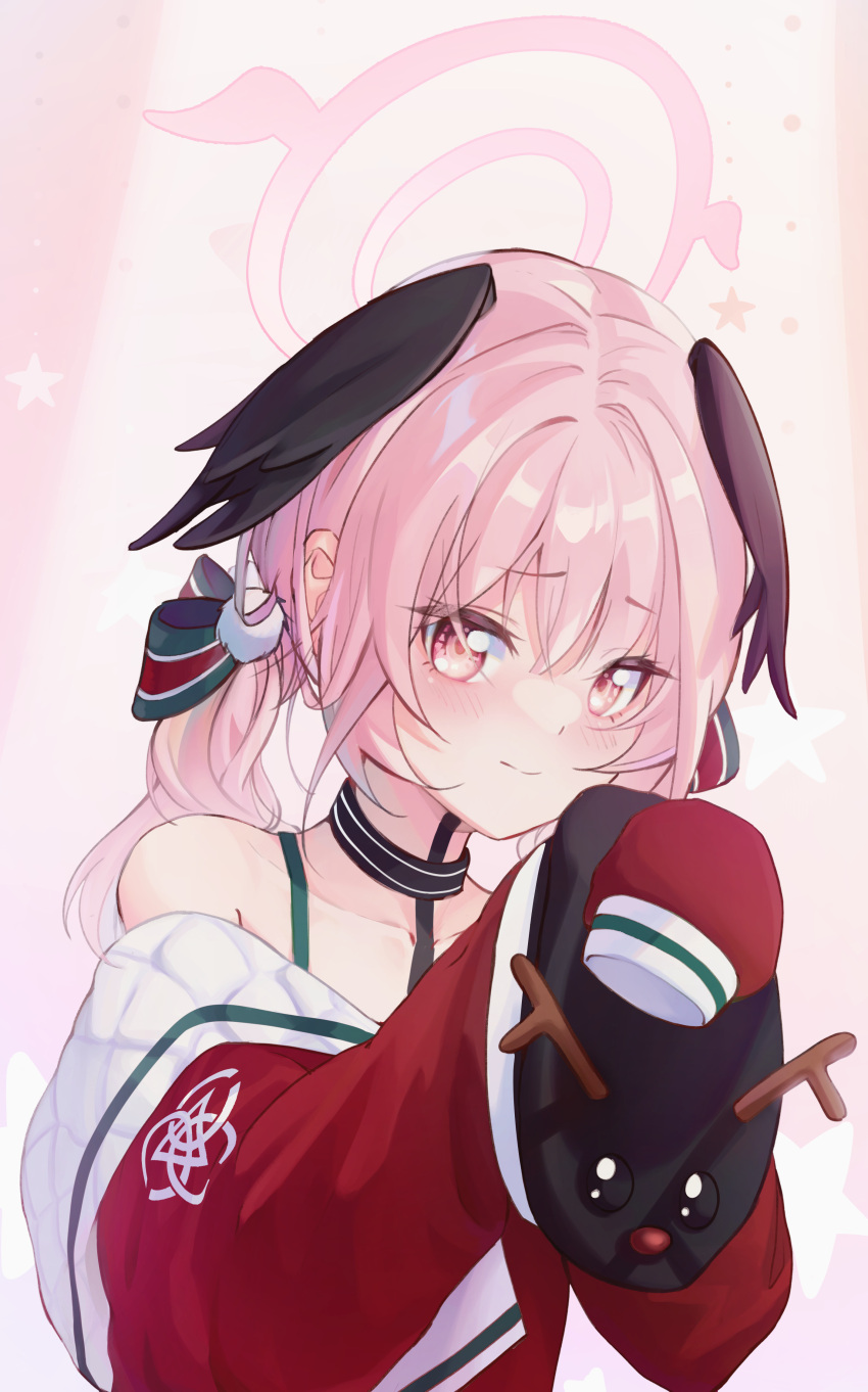 1girl, absurdres, aquagirl, bare_shoulders, black_choker, blue_archive, blush, choker