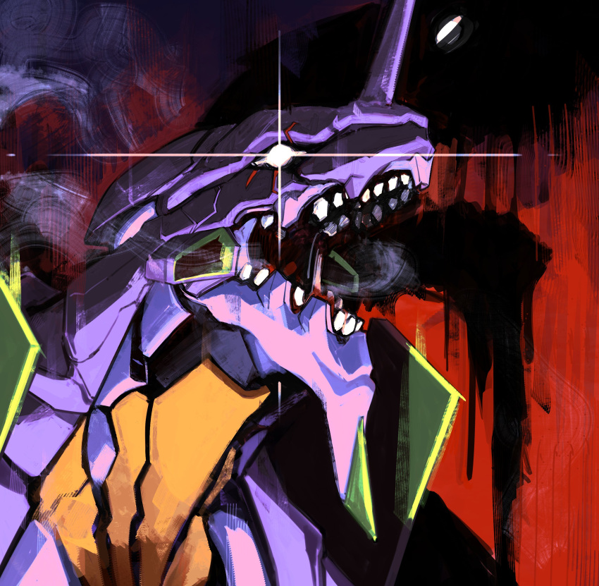 absurdres, eva_01, evangelion_(mecha), from_side, highres, horns, hunk_404, mecha