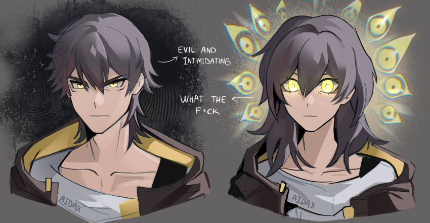 1boy, 1girl, adxrnofficial, artist_name, caelus_(honkai:_star_rail), closed_mouth, collarbone, commentary