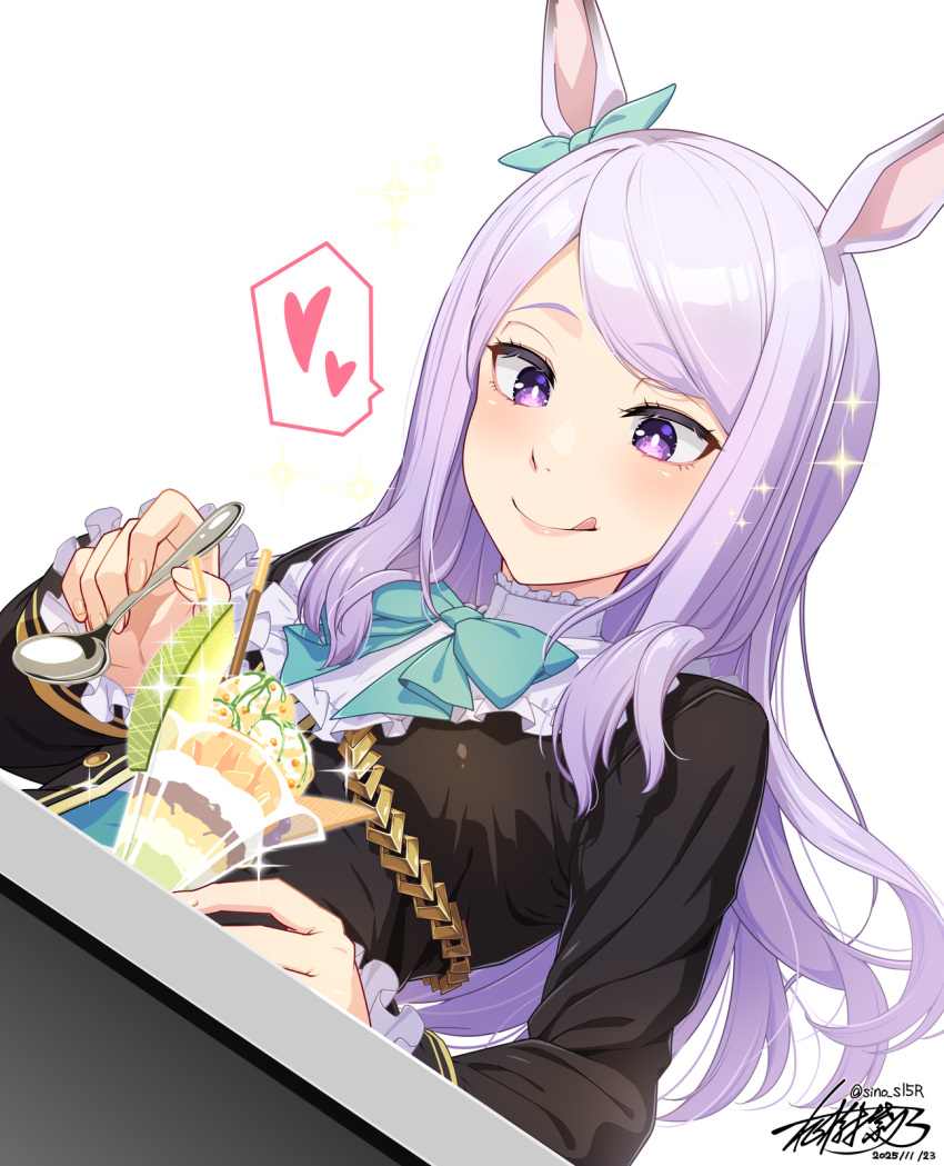 1girl, :q, animal_ears, commentary_request, food, heart, highres, holding