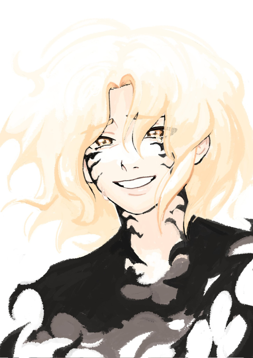 1girl, blonde_hair, corruption, crying, crying_with_eyes_open, dokjasepilogue, grin, half-closed_eyes