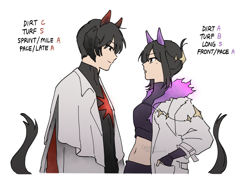1boy, 1girl, absurdres, animal_ears, black_eyes, black_gloves, black_hair, capelet