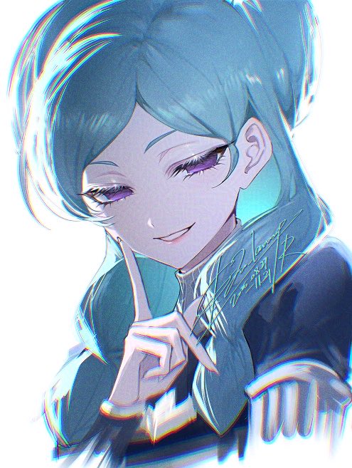 1girl, aqua_hair, beta_(inazuma_eleven), hair_bun, inazuma_eleven_(series), inazuma_eleven_go, inazuma_eleven_go_chrono_stone, looking_at_viewer