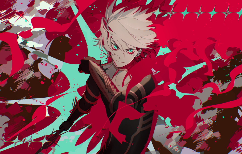 1boy, blue_eyes, cape, collar, eyeshadow, eyeshadow_under_eye, fate/apocrypha, fate/grand_order