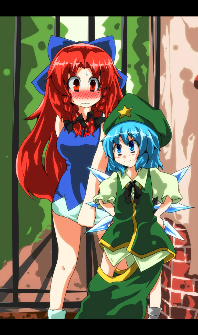 bajiru, blue_eyes, blue_hair, blush, bow, braid, china_dress, chinese_clothes