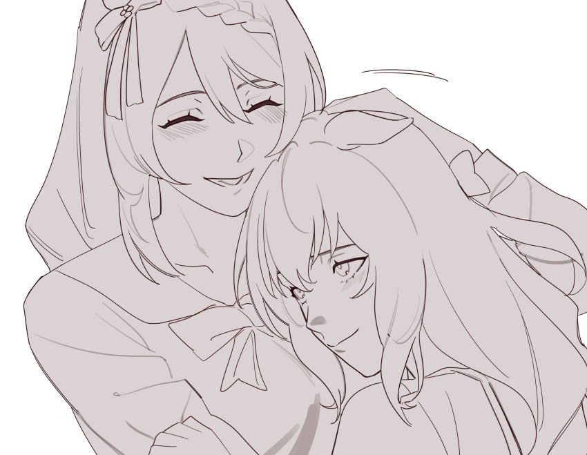 2girls, :d, ^_^, absurdres, animal_ears, blush, bow, bowtie