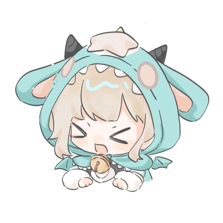 >_<, 1girl, animal_costume, animal_ear_hood, animal_ears, annoyed, aqua_cloak, aqua_wings