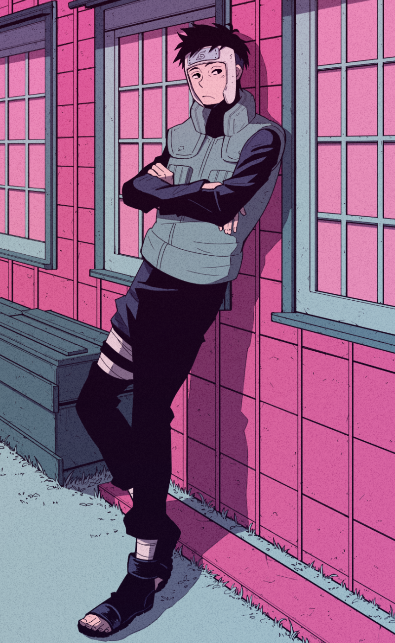 1boy, black_eyes, black_pants, black_shirt, closed_mouth, crossed_arms, flak_jacket, forehead_protector