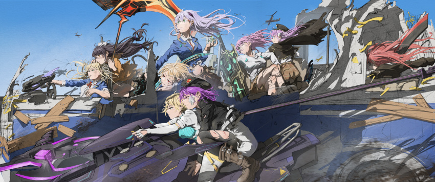 6+girls, absurdres, aikawa_megumi, aircraft, airplane, animal_ears, asakura_karen_(heaven_burns_red), asami_makiko_(heaven_burns_red)