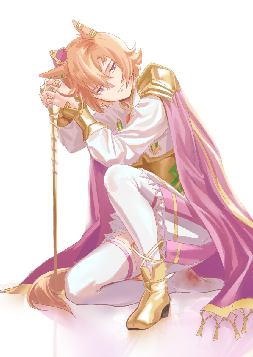 1girl, absurdres, ahoge, animal_ears, armor, blood, boots, breasts