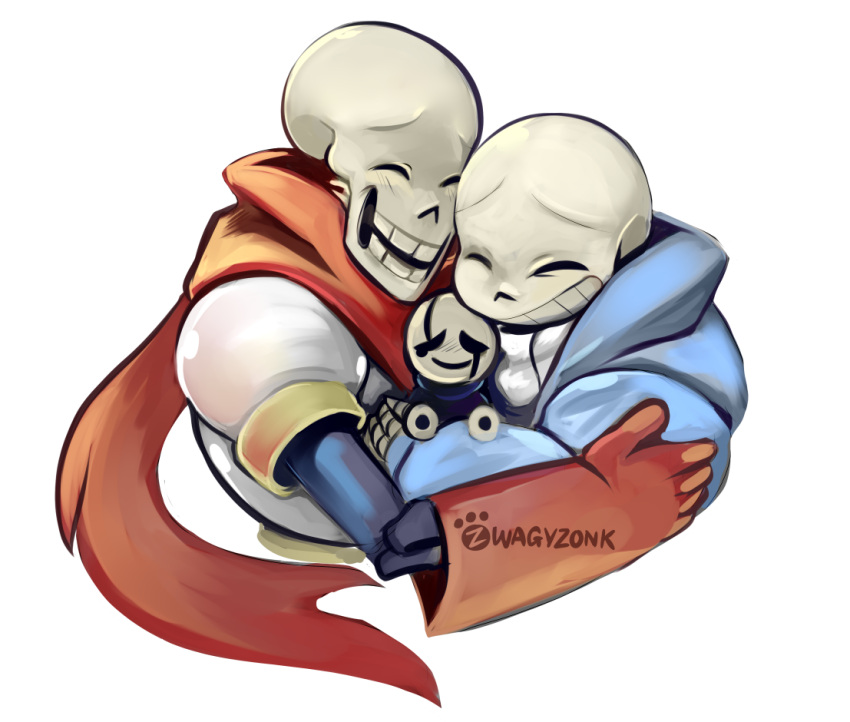 2019, 2d, 3boys, armor, artist_name, blue_hood, blue_jacket, brothers