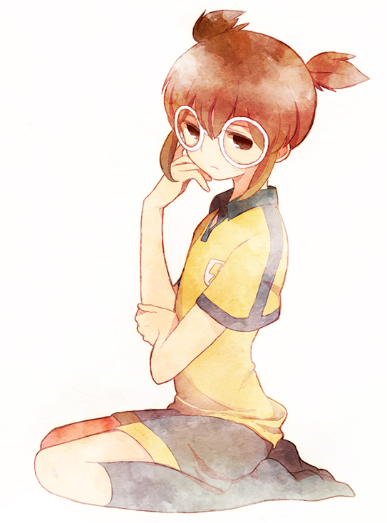 brown_eyes, brown_hair, footwear, frown, glasses, hayami_tsurumasa, hiruri, inazuma_eleven