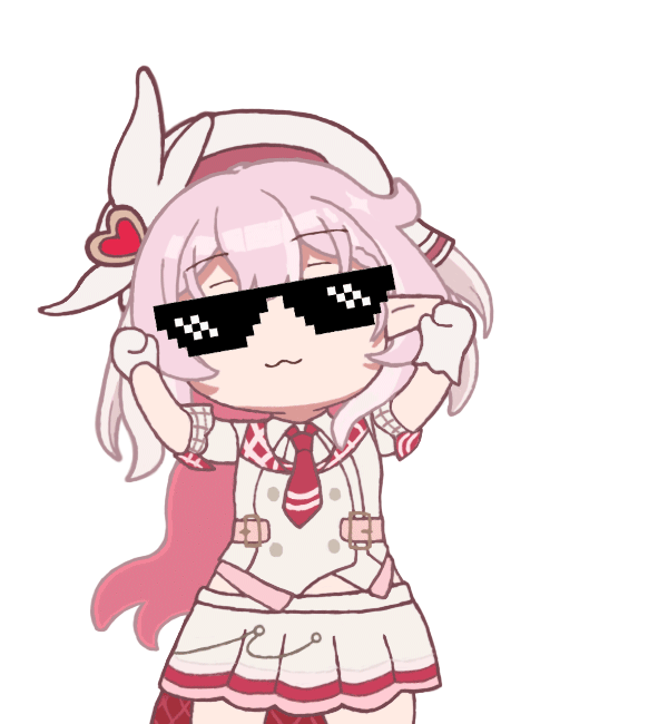 1girl, :3, animated, animated_gif, closed_mouth, deal_with_it_(meme), dress, elysia_(hi_love_elf)_(honkai_impact)