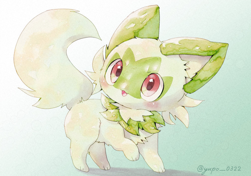 animal_focus, artist_collaboration, blush, cat, commentary_request, green_background, green_theme, highres