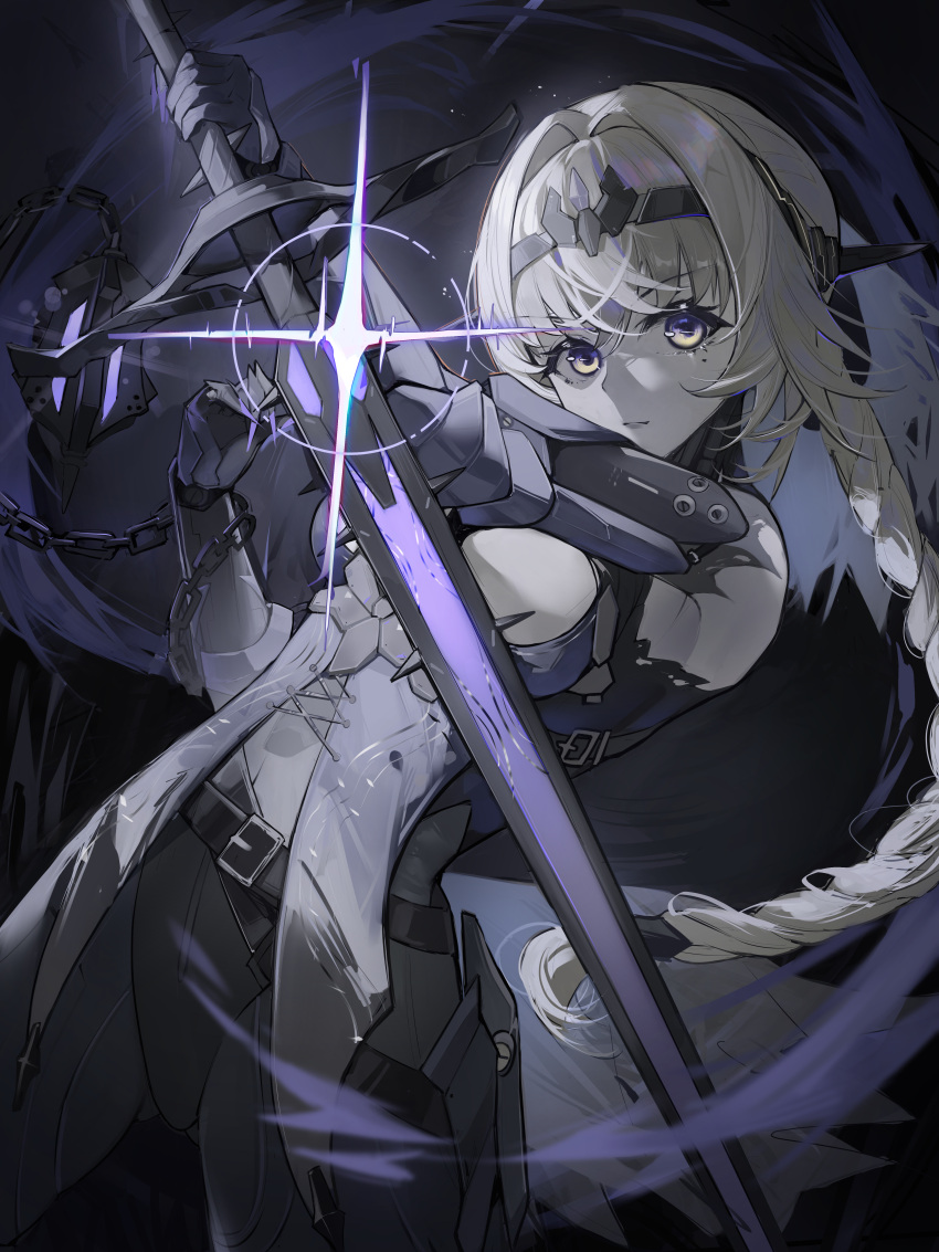 1girl, absurdres, belt, bianca:_stigmata_(pgr), bianca_(pgr), braid, breasts, chain