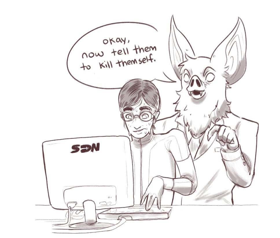2boys, animal_ears, bat_boy, bat_ears, bodysuit, computer, computer_keyboard, dispatch