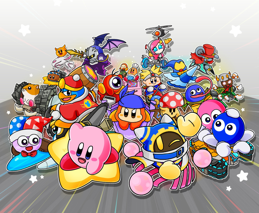 absurdres, apron, bandana, bandana_waddle_dee, battle_chariot_star, blonde_hair, blue_bandana, blue_cape