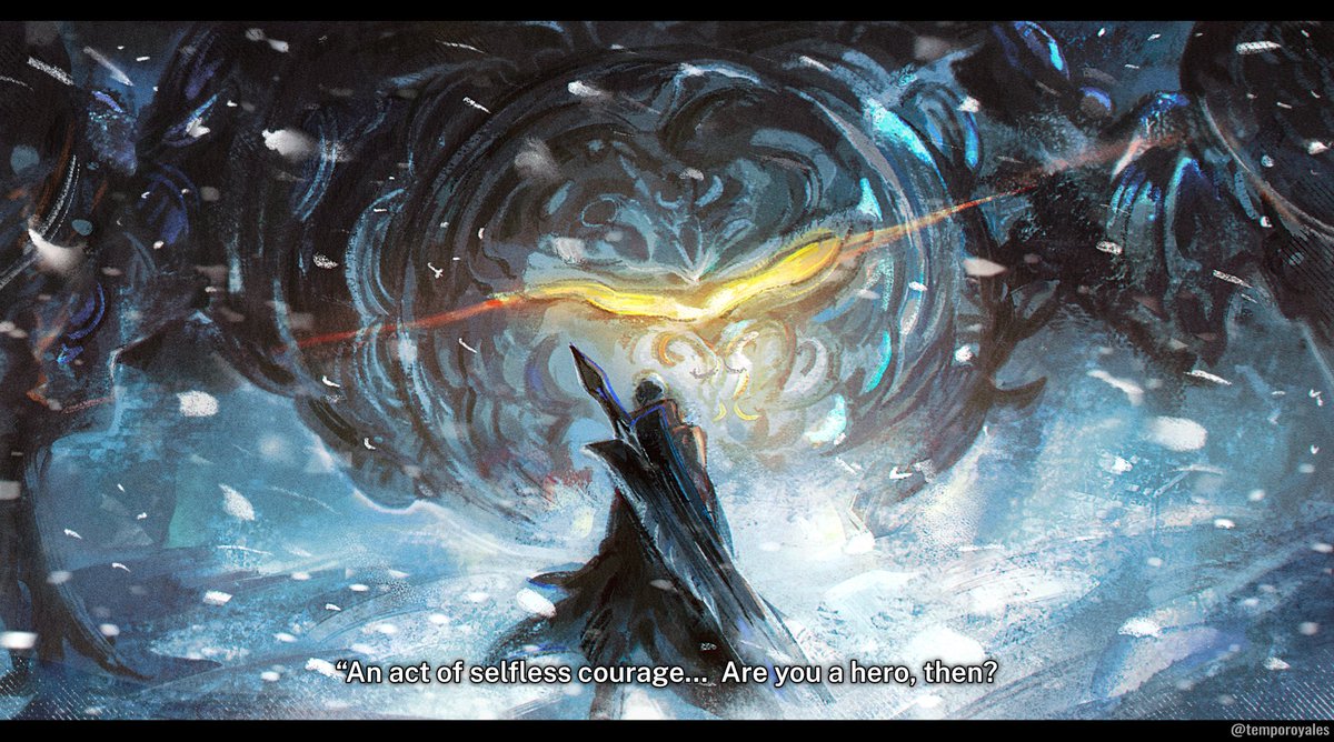 derivative_work, english_commentary, english_text, final_fantasy, final_fantasy_xiv, glowing, glowing_eye, huge_weapon