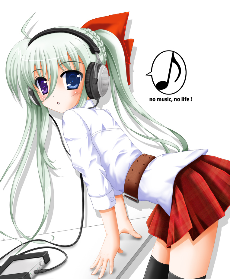 beyerdynamic, einhart_stratos, flipper, green_hair, hair_ribbon, headphones, heterochromia, long_hair