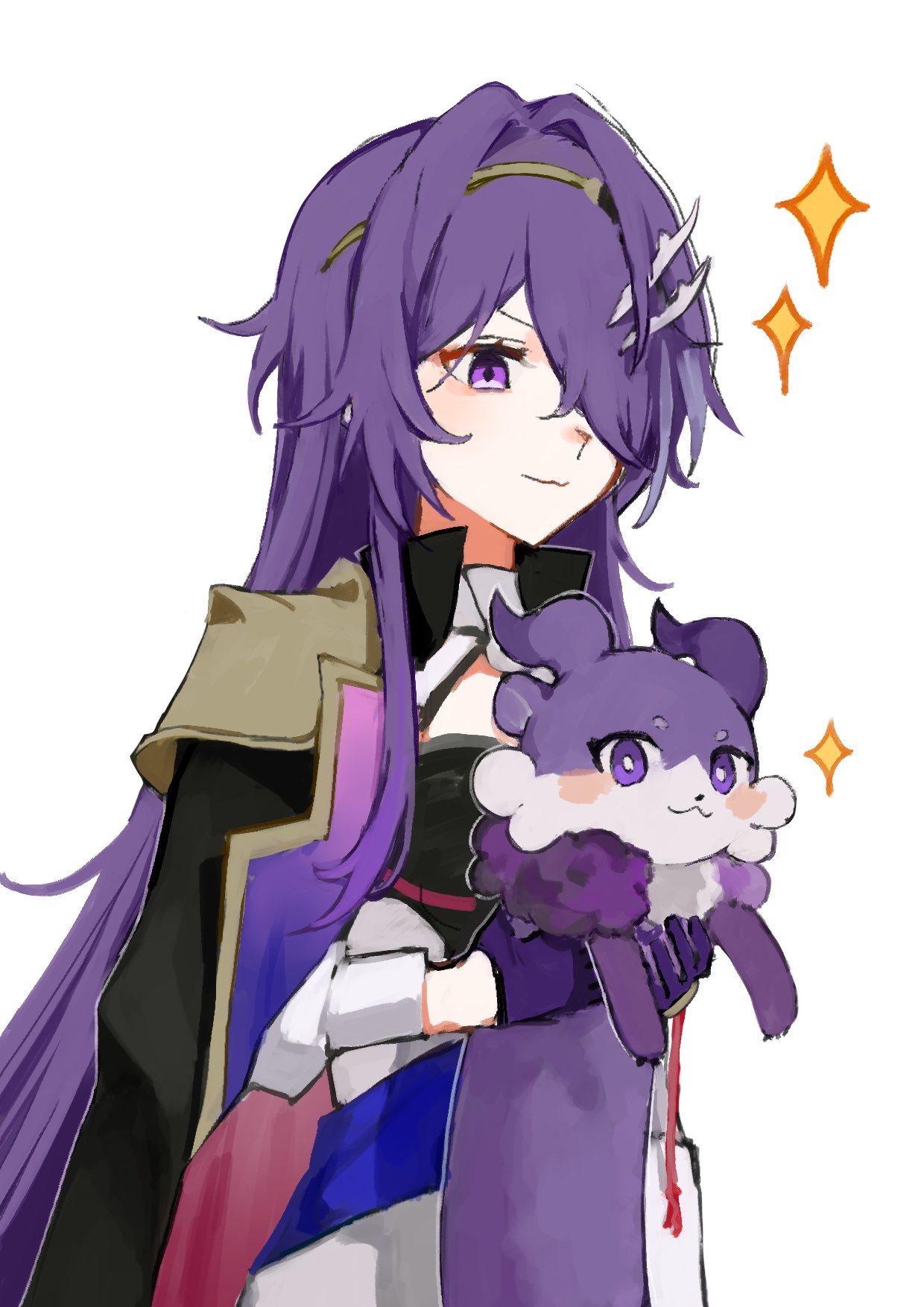 1girl, :3, acheron_(honkai:_star_rail), alternate_costume, ascot, chimera_(honkai:_star_rail), coat, commentary_request
