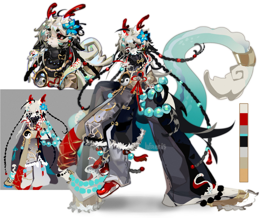 1boy, absurdres, animal_ears, black_coat, black_eyes, black_pants, closed_mouth, cloud_(lufaeris)