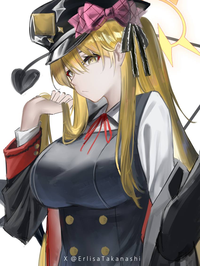 1girl, absurdres, aged_up, alternate_breast_size_(larger), black_dress, black_hat, black_jacket, black_ribbon