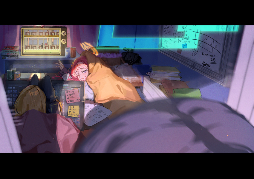 3girls, absurdres, animal_ear_headphones, animal_ears, aris_(blue_archive), black_hair, blonde_hair, blue_archive