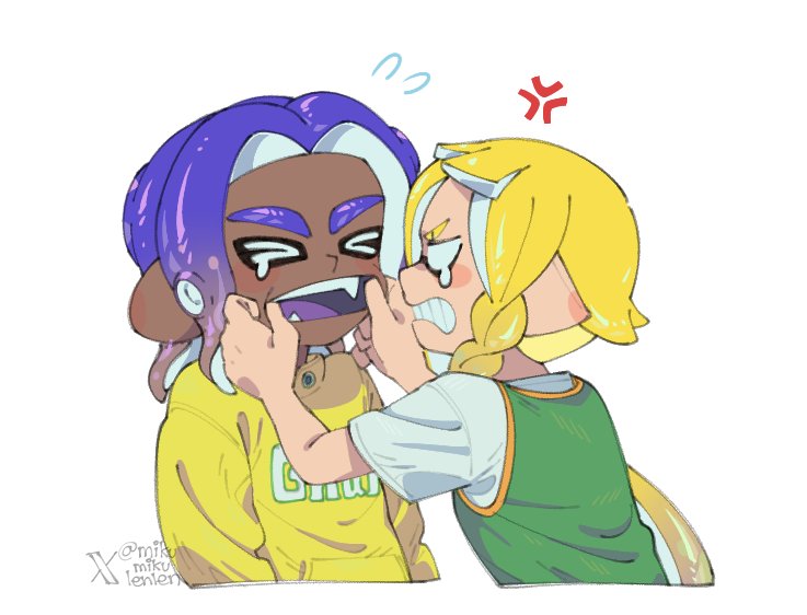 >_<, 1boy, 1girl, anger_vein, ariamikukanzaki, basketball_jersey, blank_eyes, blonde_hair