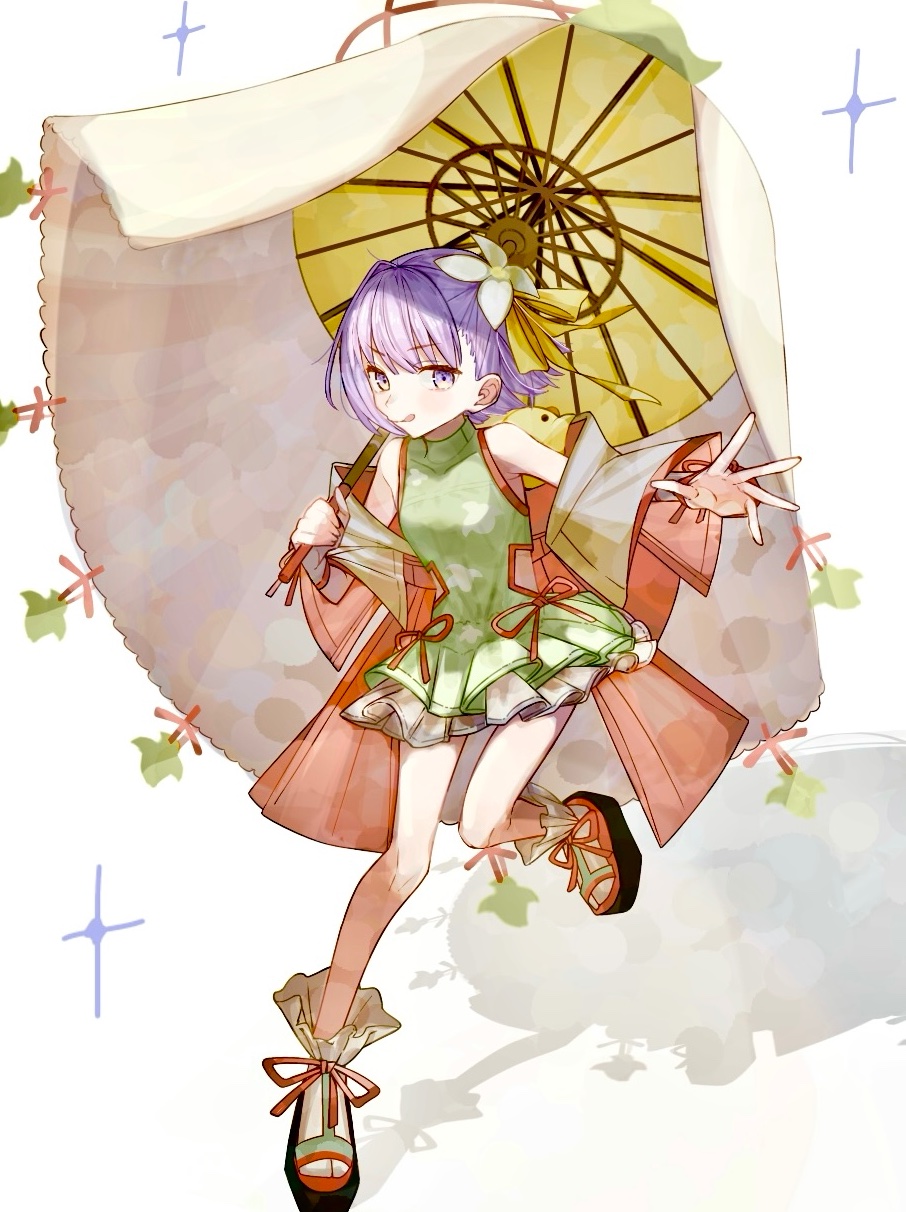 1girl, commentary_request, dress, fate/grand_order, fate_(series), flower, green_dress, hair_flower