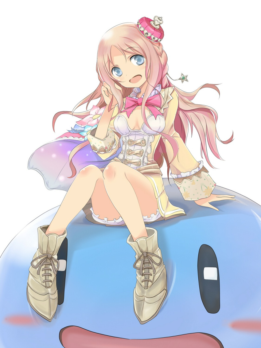 :d, atelier_(series), atelier_meruru, bloomers, blue_eyes, bow, breasts, cleavage