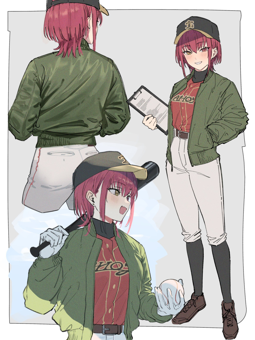1girl, ball, baseball, baseball_(object), baseball_bat, baseball_cap, baseball_jersey, baseball_uniform