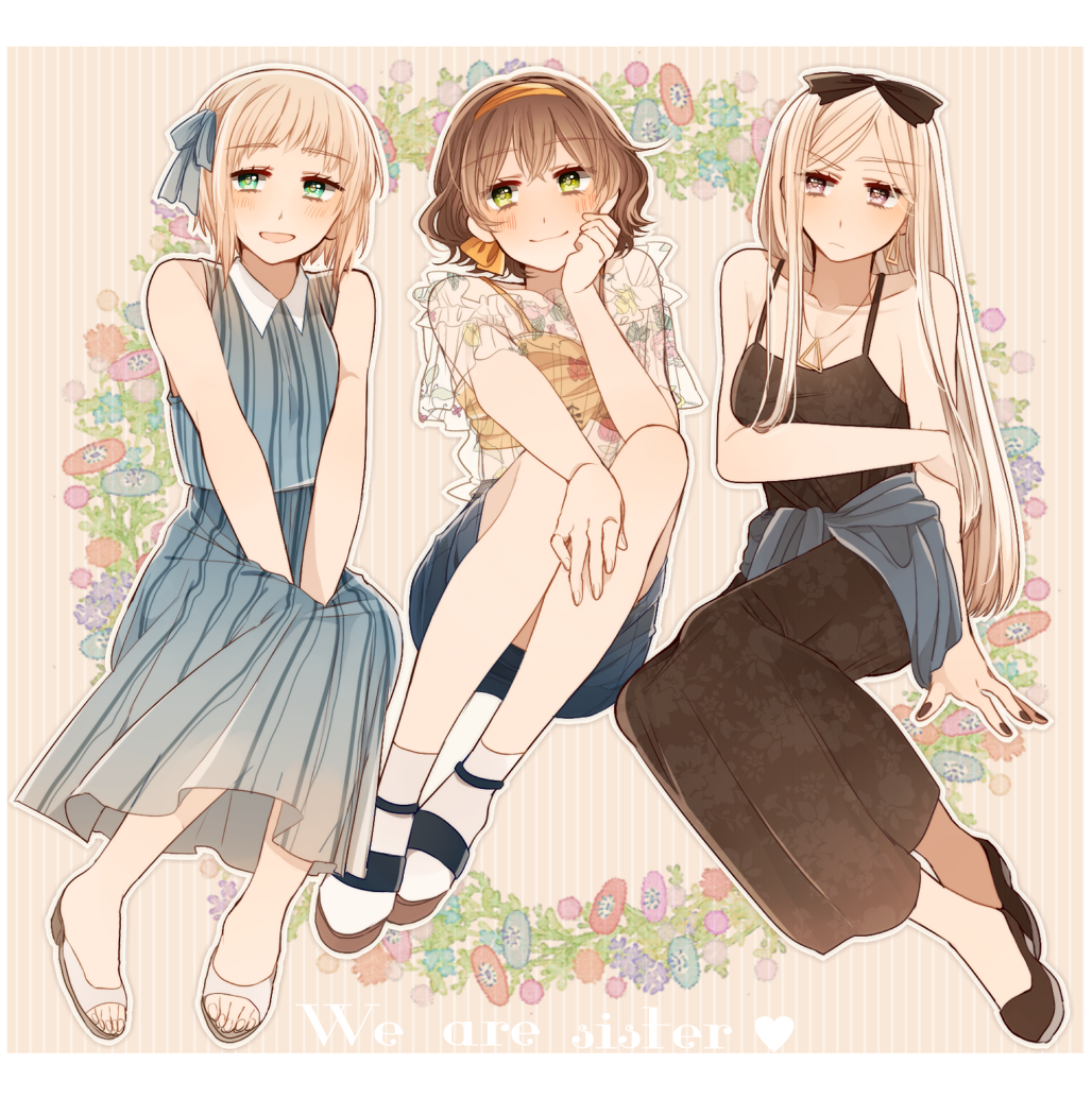 3girls, axis_powers_hetalia, bare_shoulders, belarus_(hetalia), belgium_(hetalia), black_bow, black_dress, black_nails