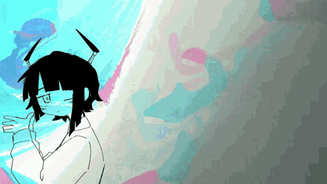 abstract_background, animated, animated_gif, black_hair, clone, colorful_background, cruormor, ghost_and_pals