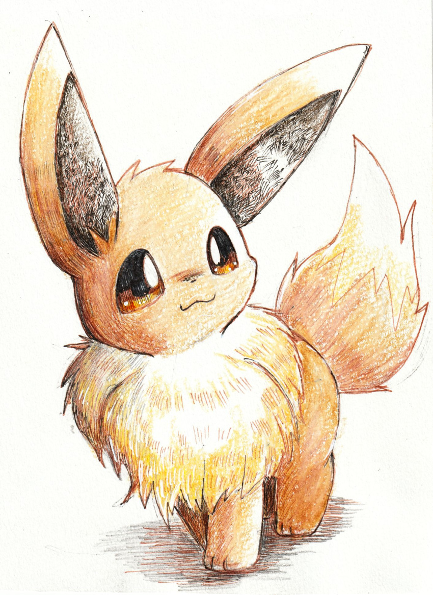 :3, animal_focus, brown_eyes, closed_mouth, commentary_request, eevee, full_body, highres