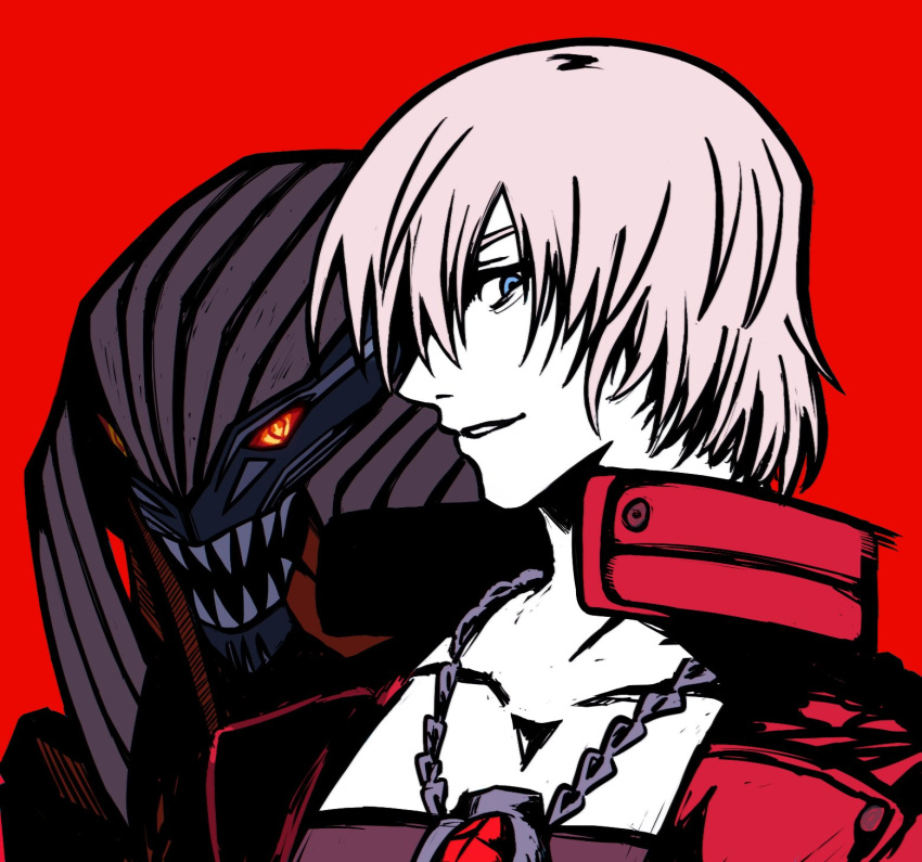 1boy, alternate_form, blue_eyes, coat, collarbone, dante_(devil_may_cry), demon, demon_boy