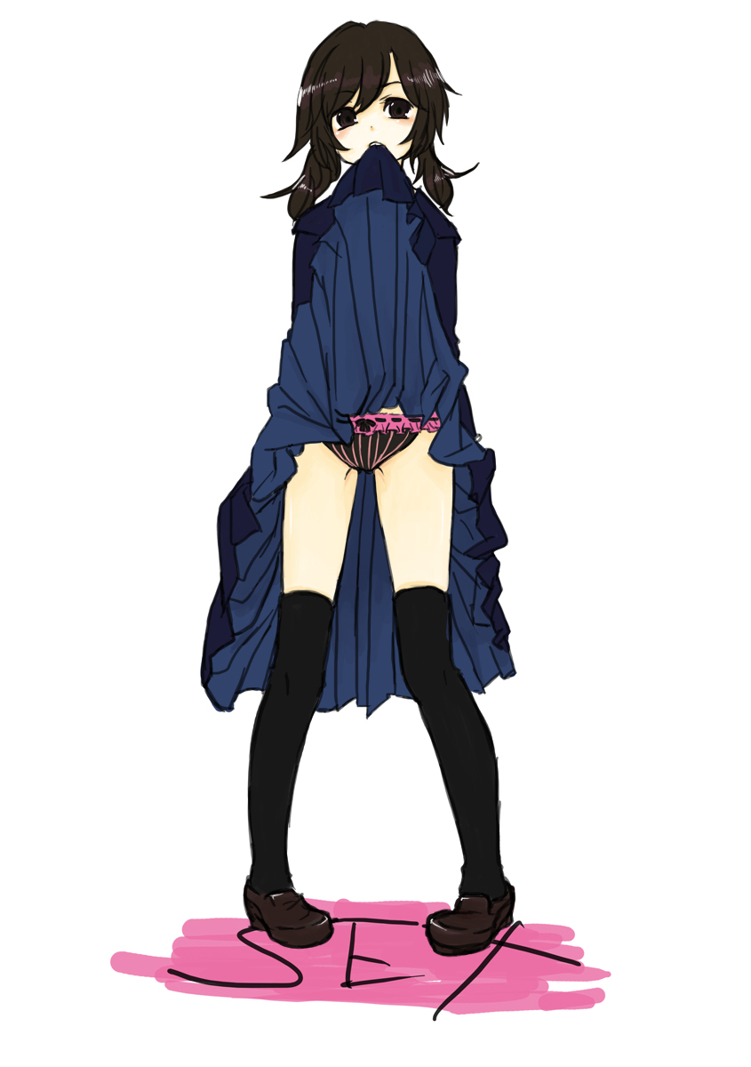 bow, bow_panties, brown_eyes, brown_hair, frilled_panties, frills, highres, kaprice